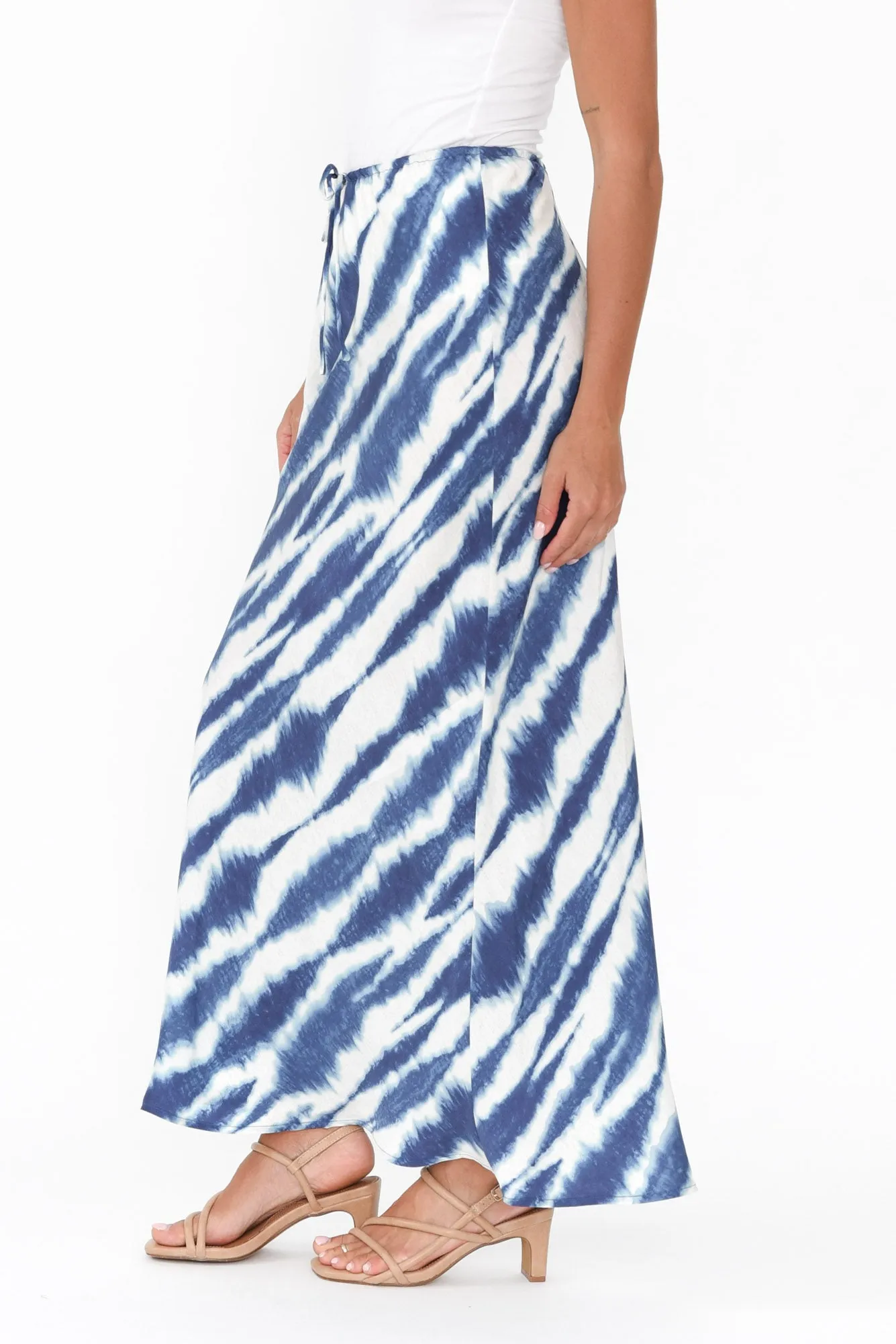 Mae Blue Tie Dye Cupro Skirt sold by Blue Bungalow product image thumbnail 3