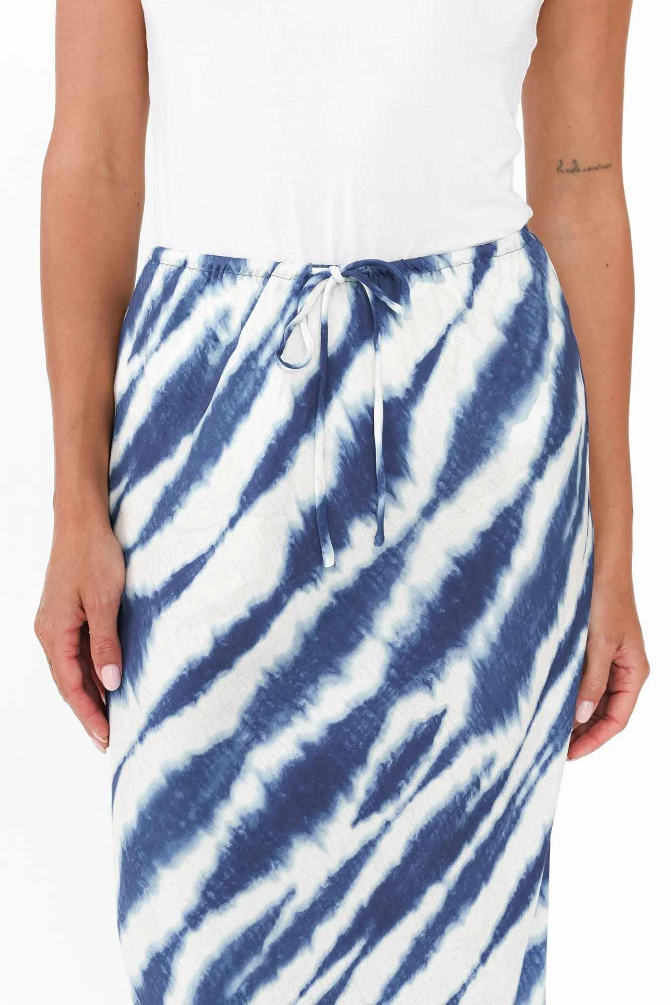 Mae Blue Tie Dye Cupro Skirt sold by Blue Bungalow product image thumbnail 5