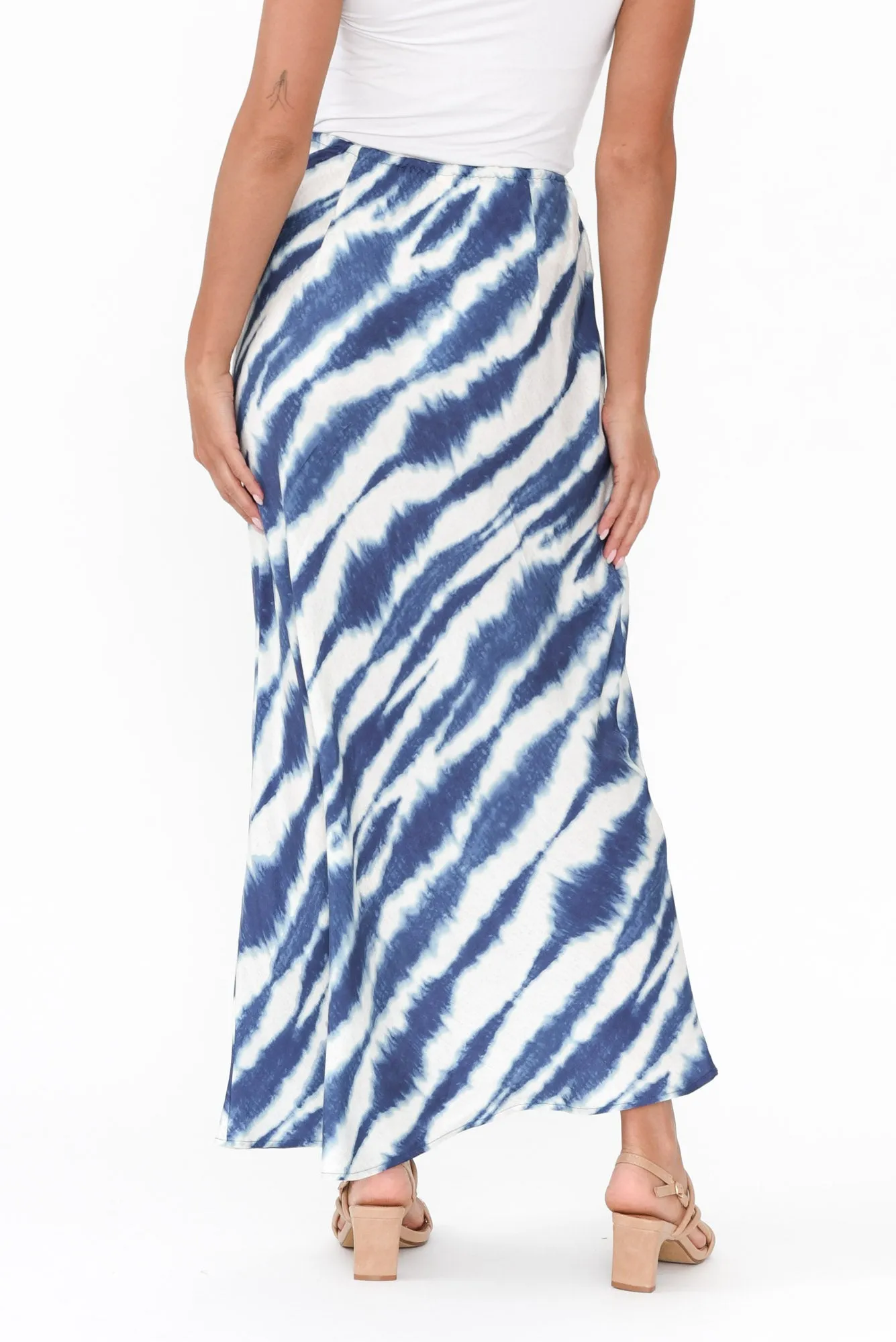 Mae Blue Tie Dye Cupro Skirt sold by Blue Bungalow product image thumbnail 4