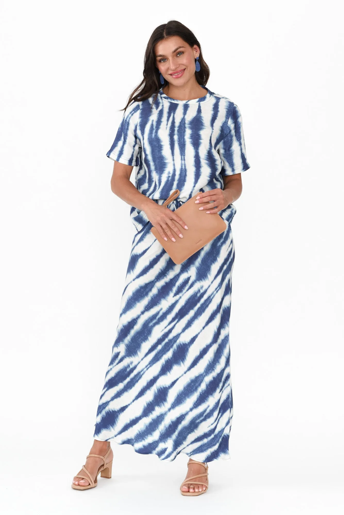 Mae Blue Tie Dye Cupro Skirt sold by Blue Bungalow product image thumbnail 2