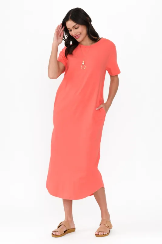 Ottawa Coral Cotton Tee Dress sold by Blue Bungalow