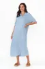 Josy Blue Chambray Shirt Dress sold by Blue Bungalow