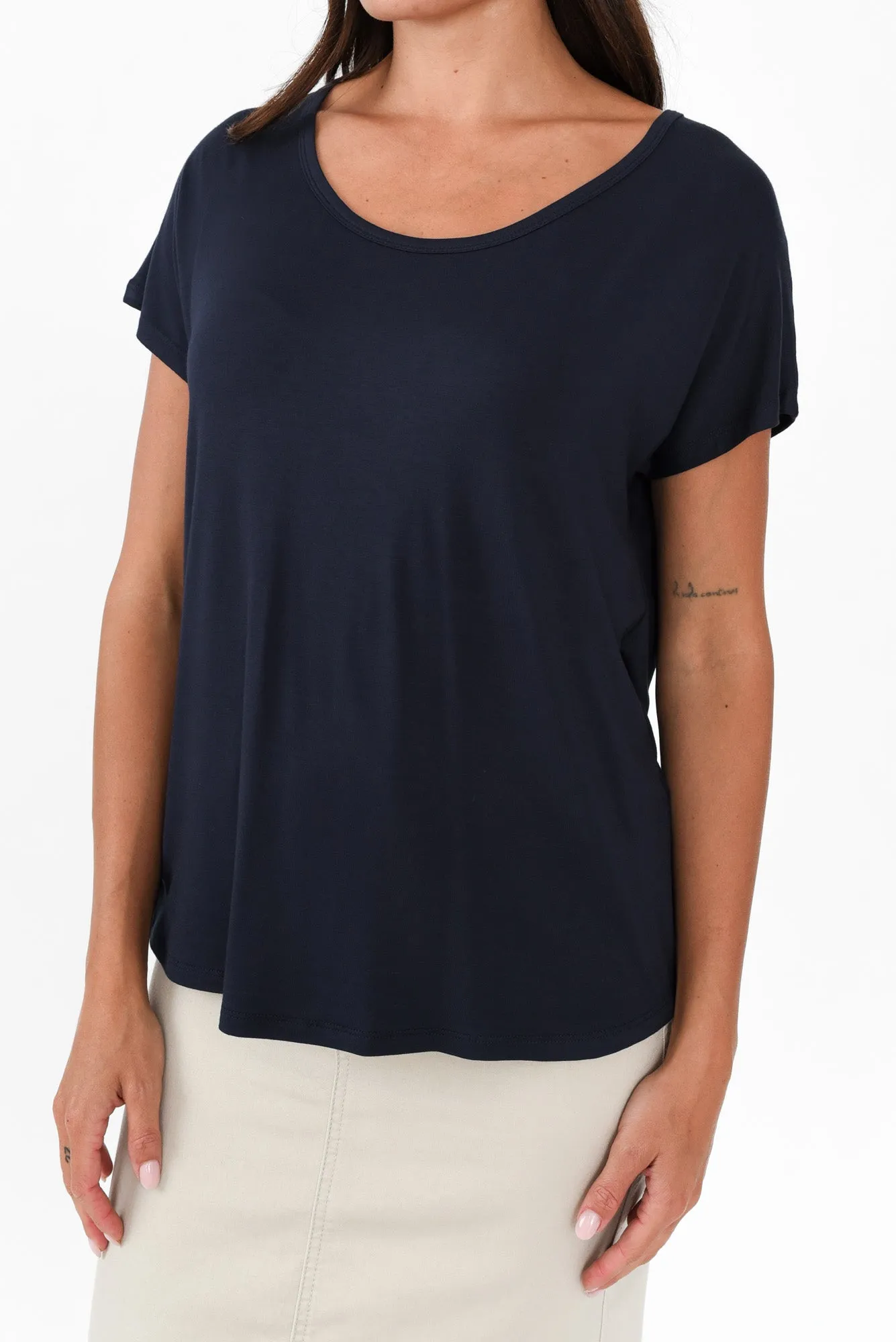 Eadie Dark Navy Bamboo Top sold by Blue Bungalow product image thumbnail 5