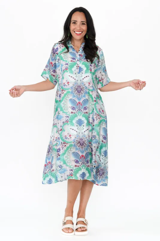 Jaime Blue Paisley Midi Dress sold by Blue Bungalow