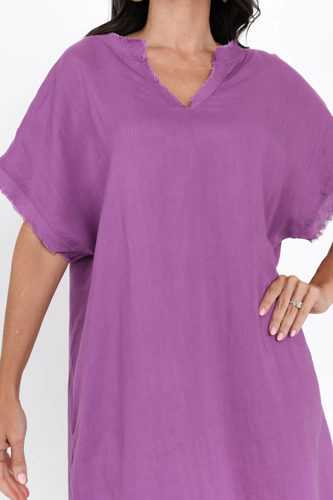 Darlene Purple Linen Blend Dress sold by Blue Bungalow product image thumbnail 5
