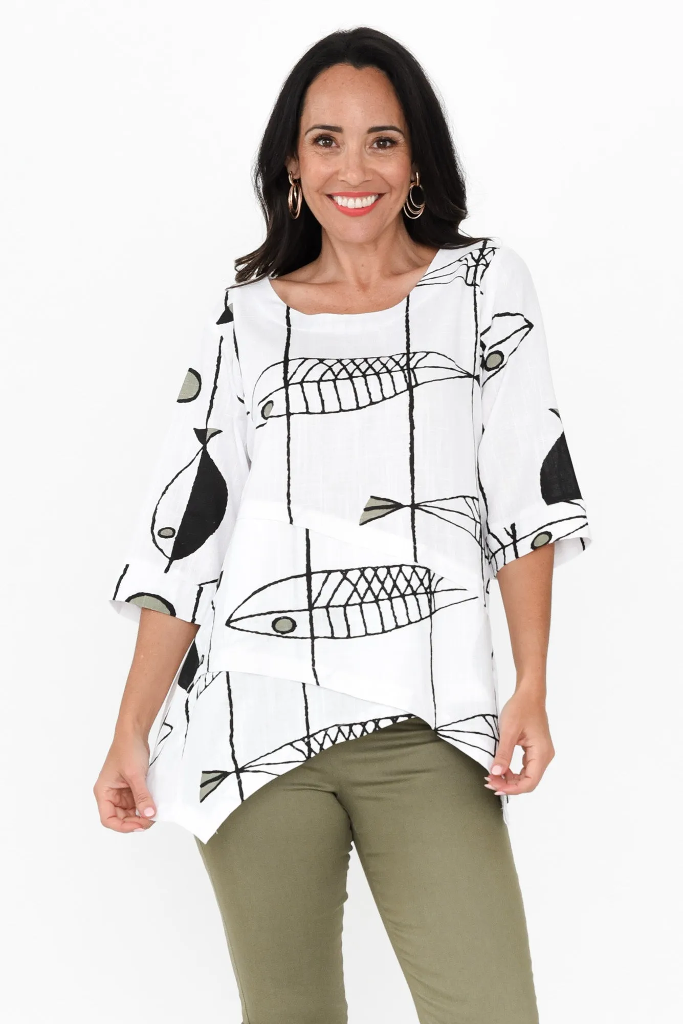 Anya White Sea Linen Cotton Top sold by Blue Bungalow