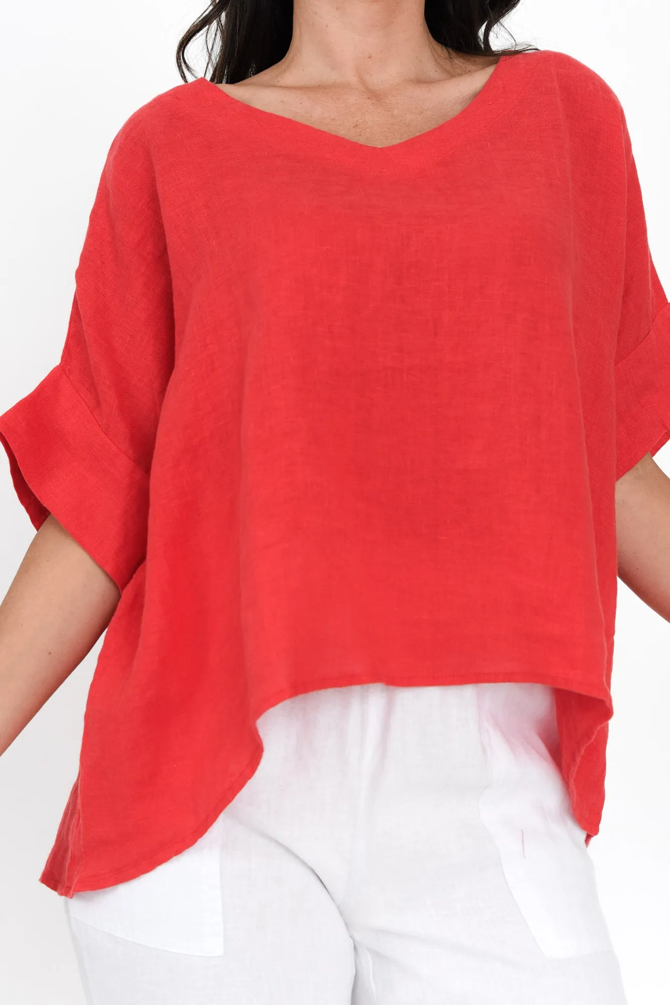 Kiro Red Linen Top sold by Blue Bungalow product image thumbnail 5