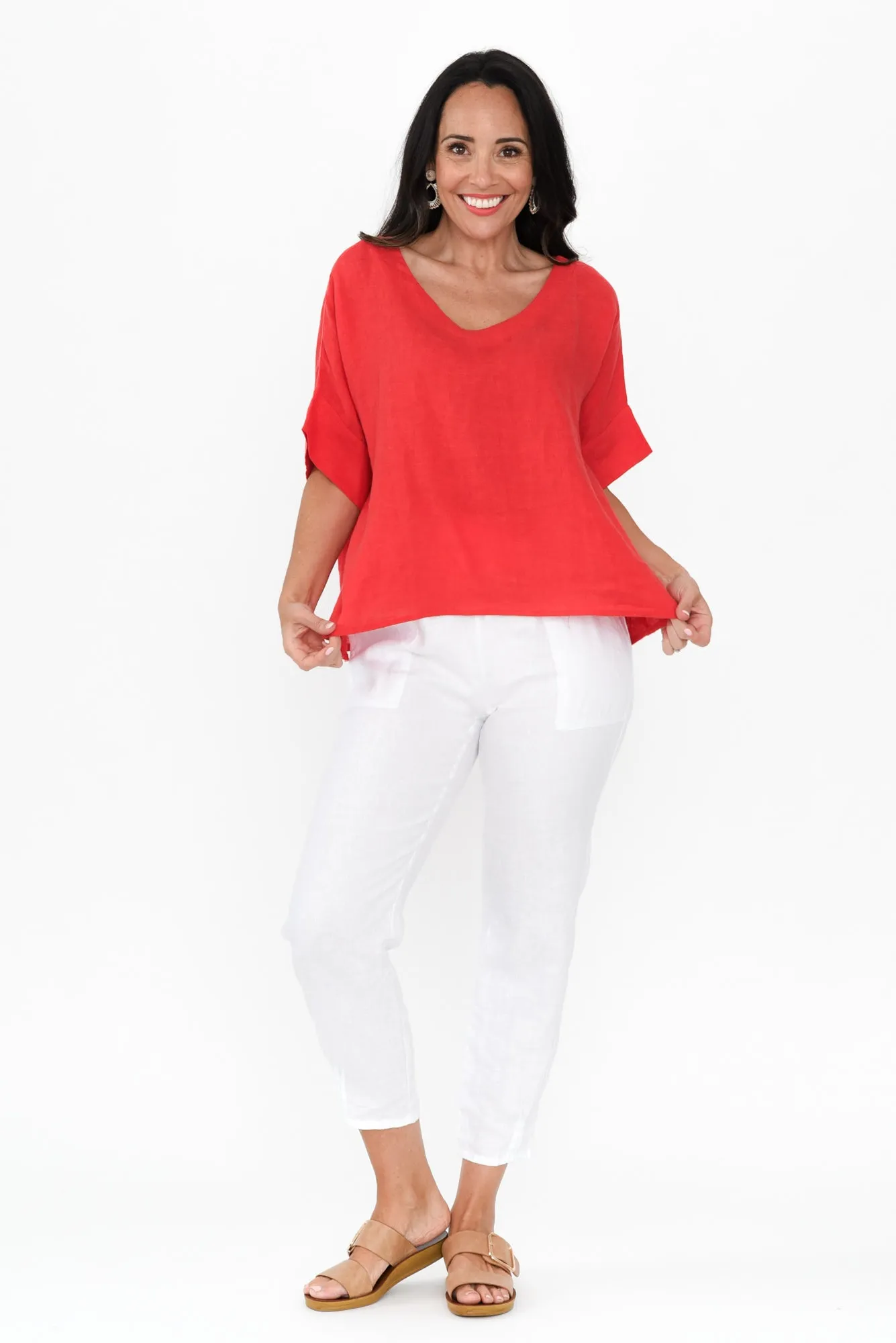 Kiro Red Linen Top sold by Blue Bungalow product image thumbnail 2