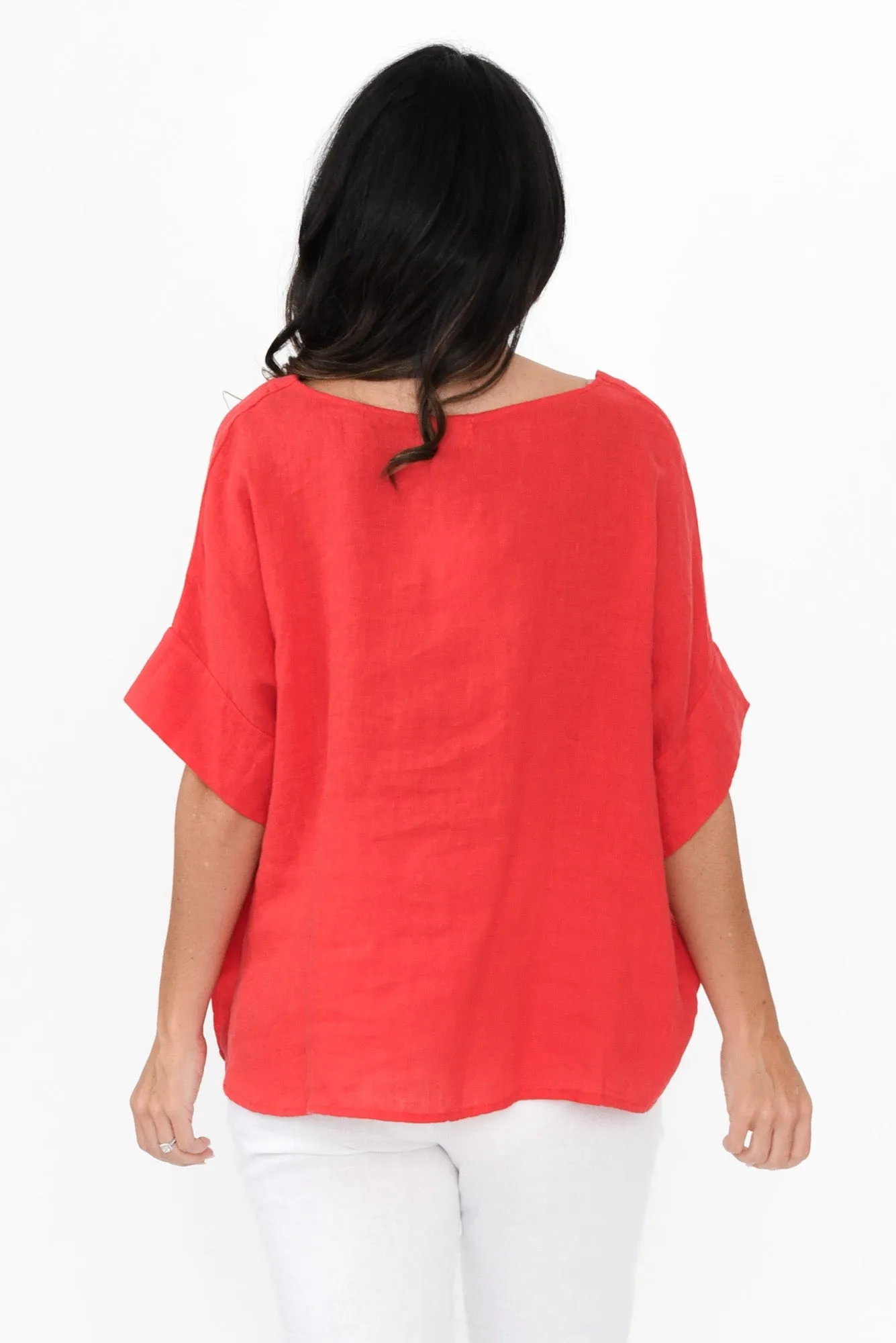 Kiro Red Linen Top sold by Blue Bungalow product image thumbnail 4