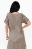 Mikena Taupe Linen Asymmetric Top sold by Blue Bungalow
