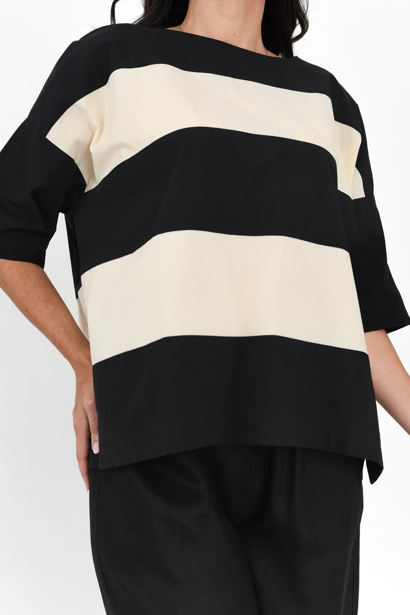 Balos Black Stripe Cotton Poplin Top sold by Blue Bungalow product image thumbnail 5