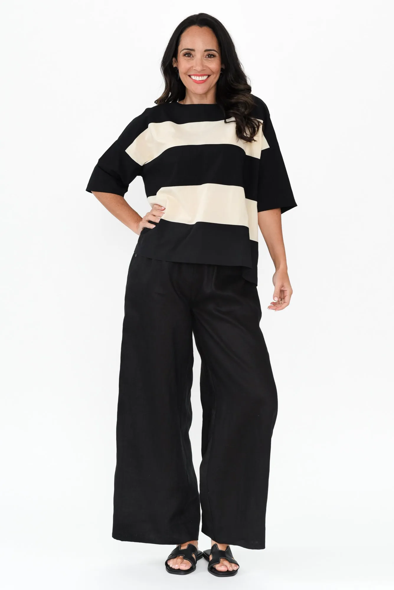 Balos Black Stripe Cotton Poplin Top sold by Blue Bungalow product image thumbnail 2