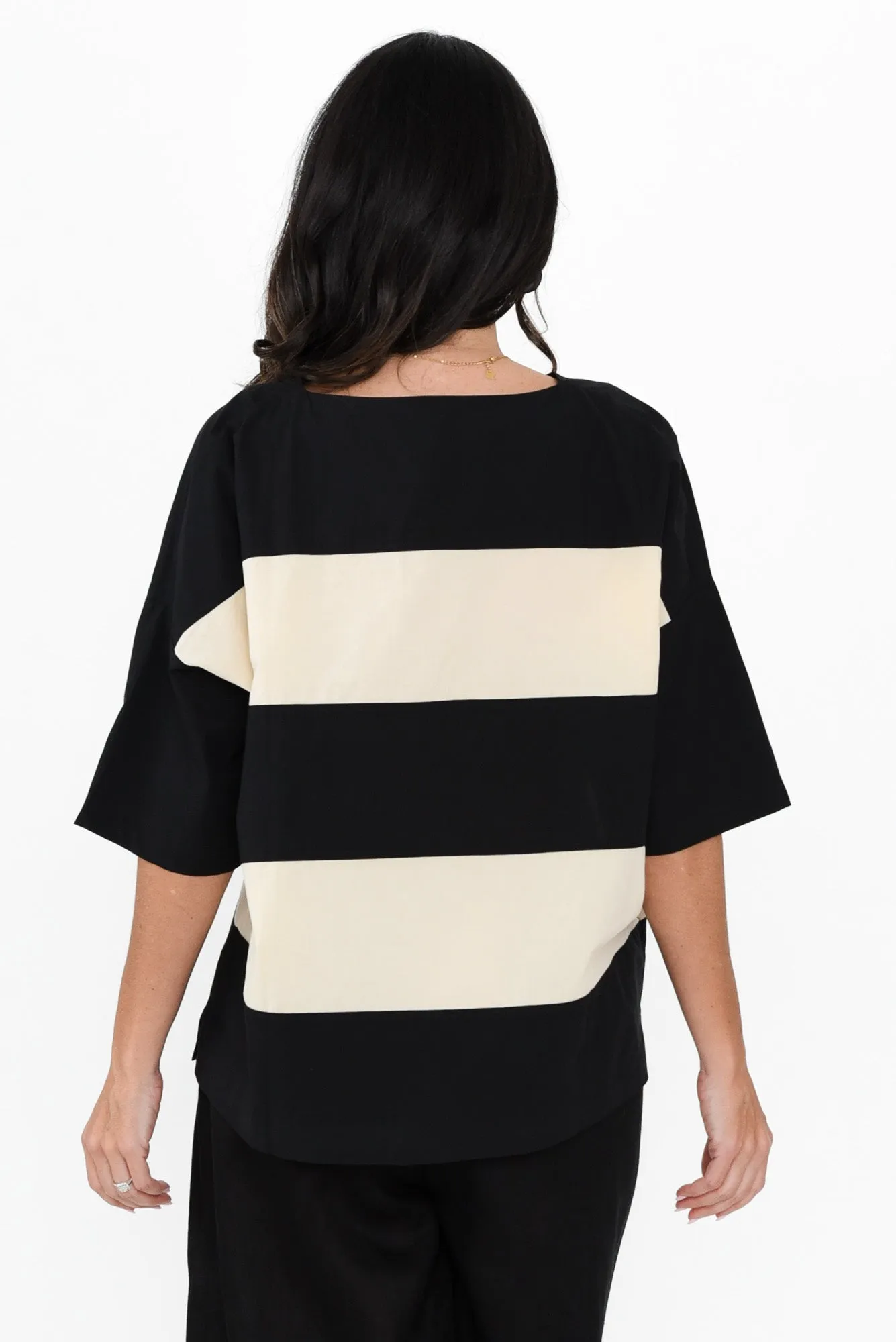 Balos Black Stripe Cotton Poplin Top sold by Blue Bungalow product image thumbnail 4
