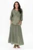 Denae Khaki Linen Frayed Top sold by Blue Bungalow