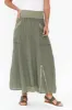 Ani Khaki Linen Pocket Maxi Skirt sold by Blue Bungalow