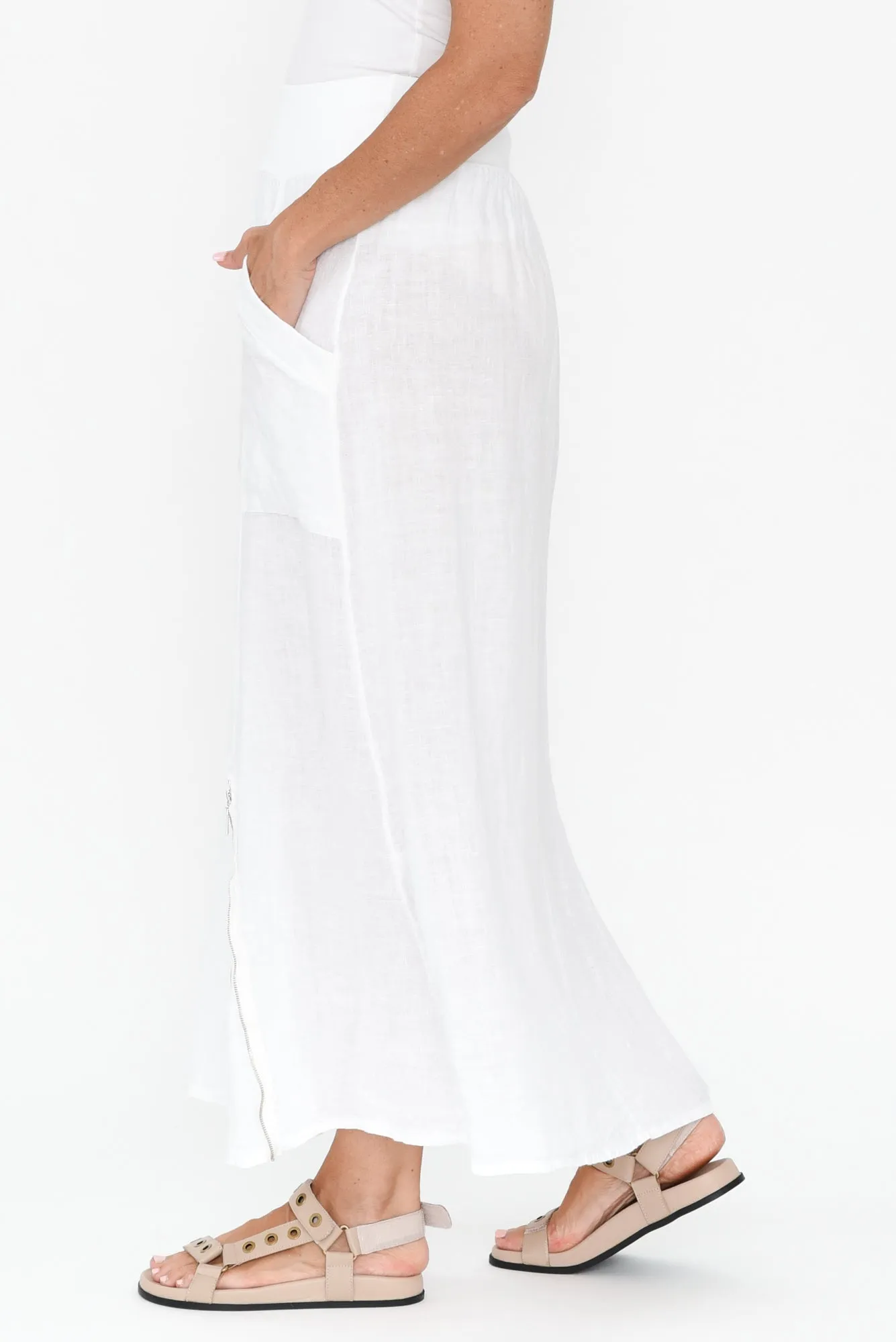 Ani White Linen Pocket Maxi Skirt sold by Blue Bungalow product image thumbnail 3