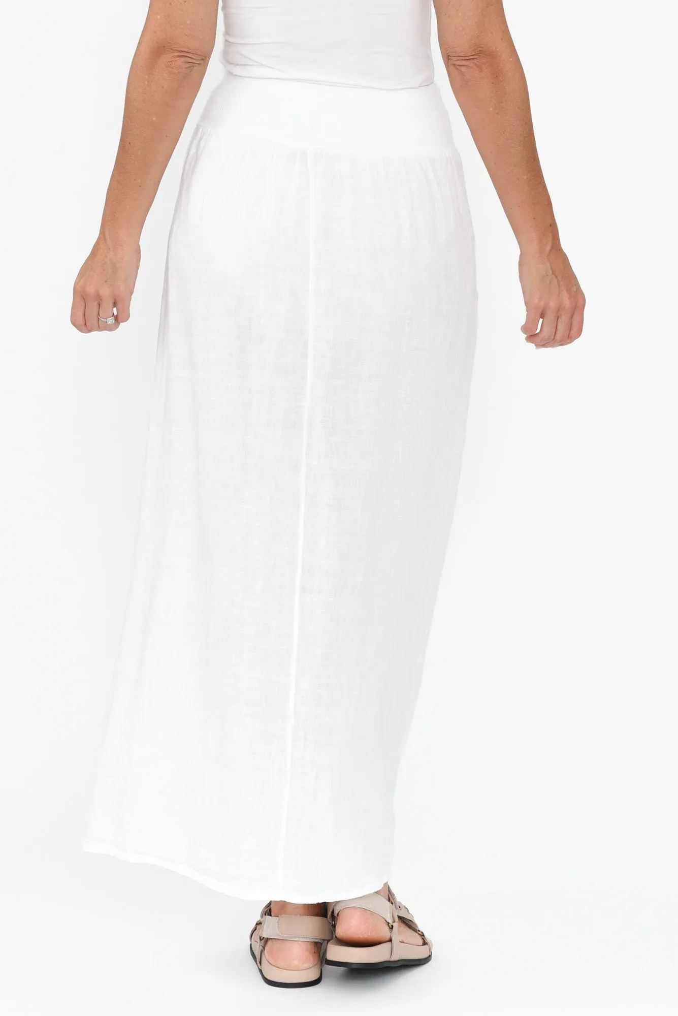 Ani White Linen Pocket Maxi Skirt sold by Blue Bungalow product image thumbnail 4