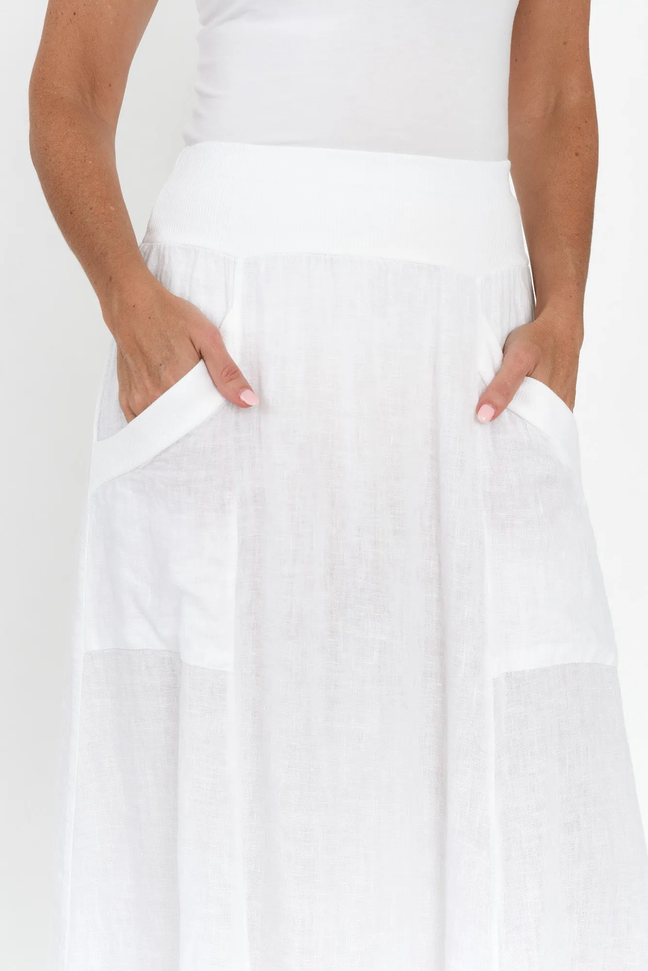 Ani White Linen Pocket Maxi Skirt sold by Blue Bungalow product image thumbnail 5