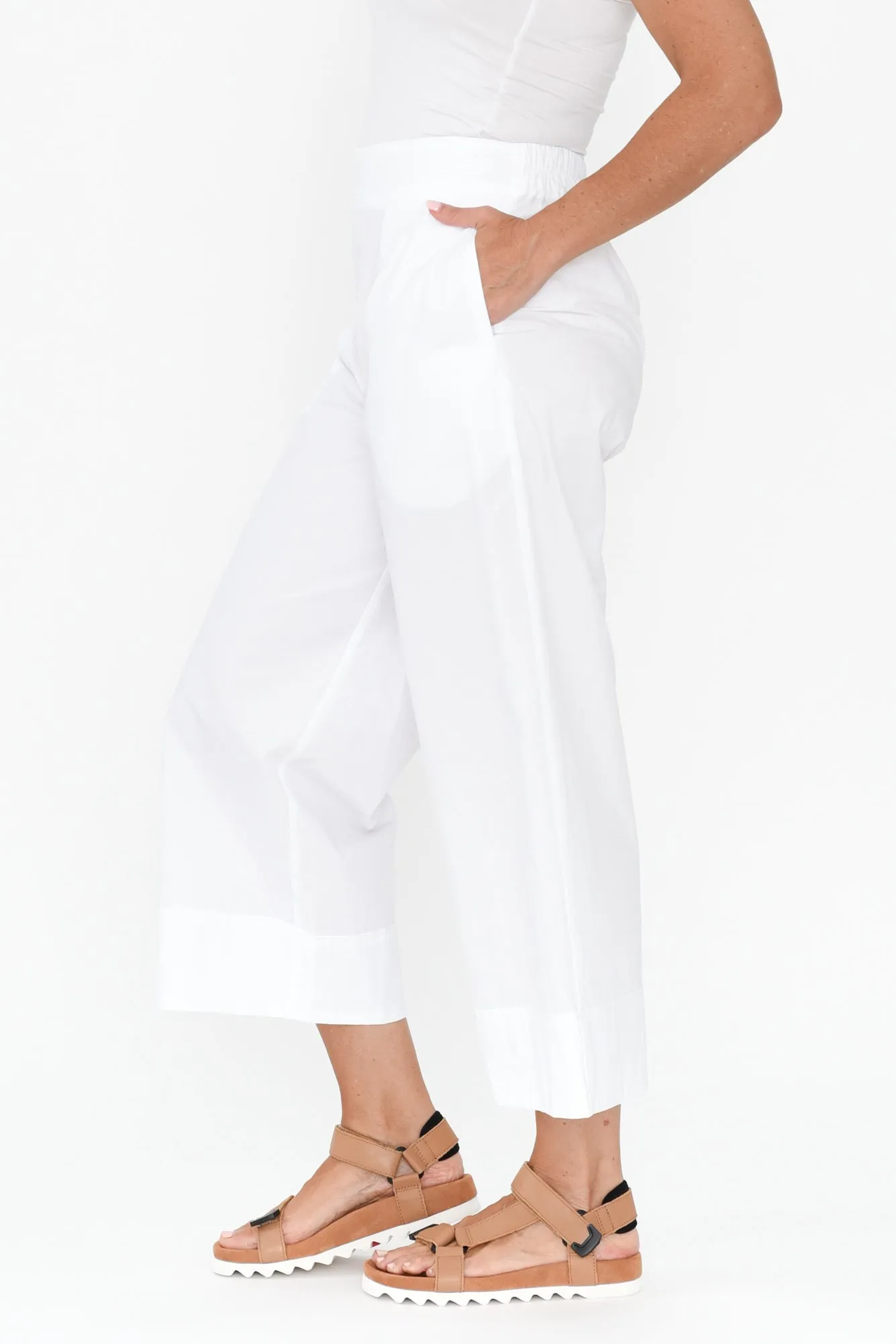 Betta White Cotton Wide Leg Pants sold by Blue Bungalow product image thumbnail 3