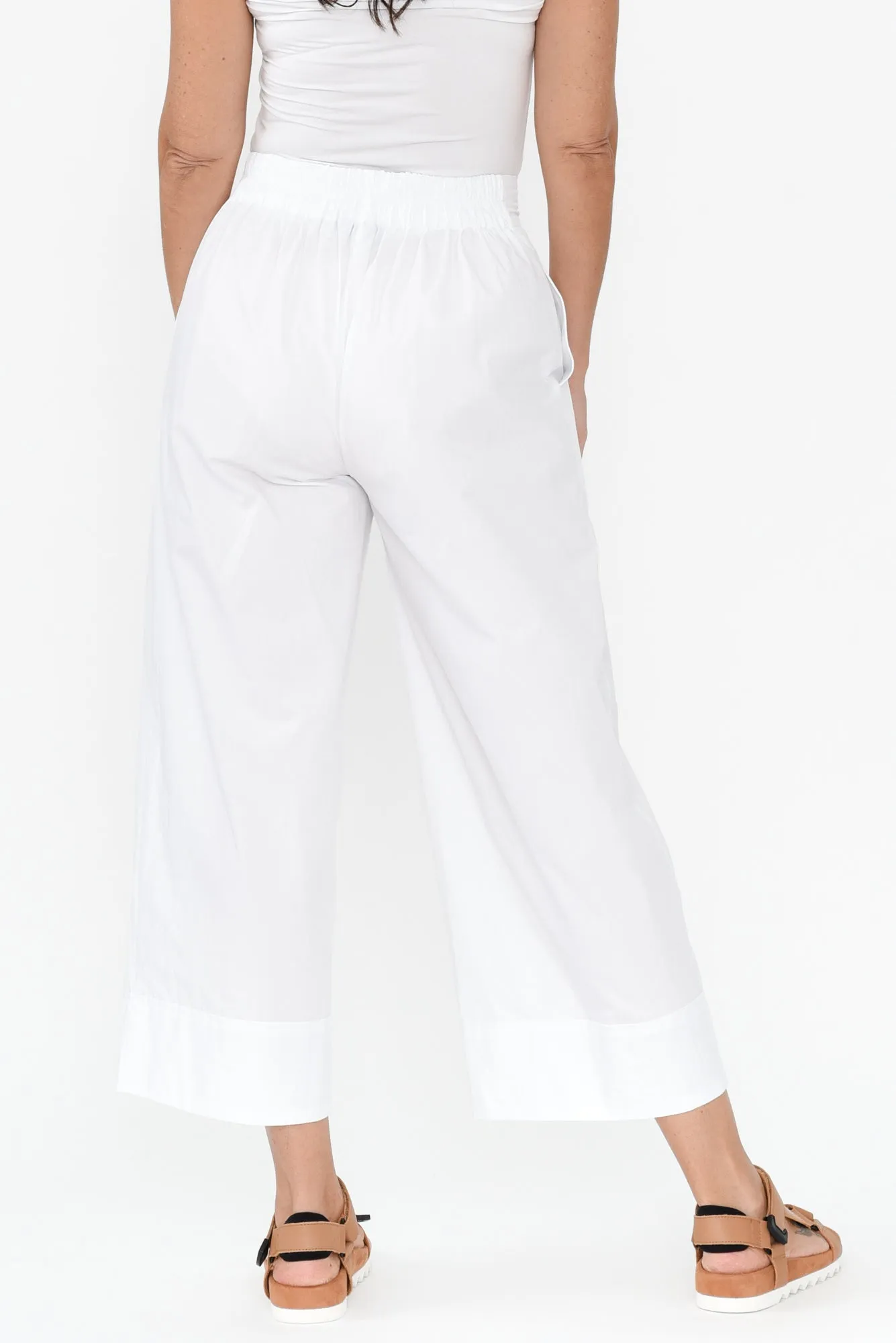 Betta White Cotton Wide Leg Pants sold by Blue Bungalow product image thumbnail 4