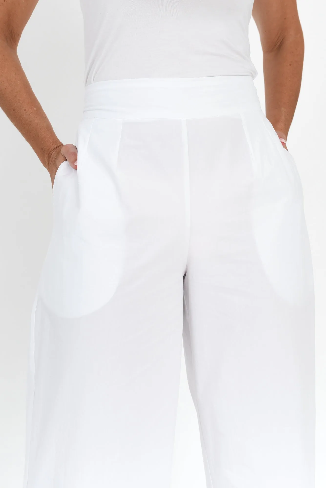 Betta White Cotton Wide Leg Pants sold by Blue Bungalow product image thumbnail 5