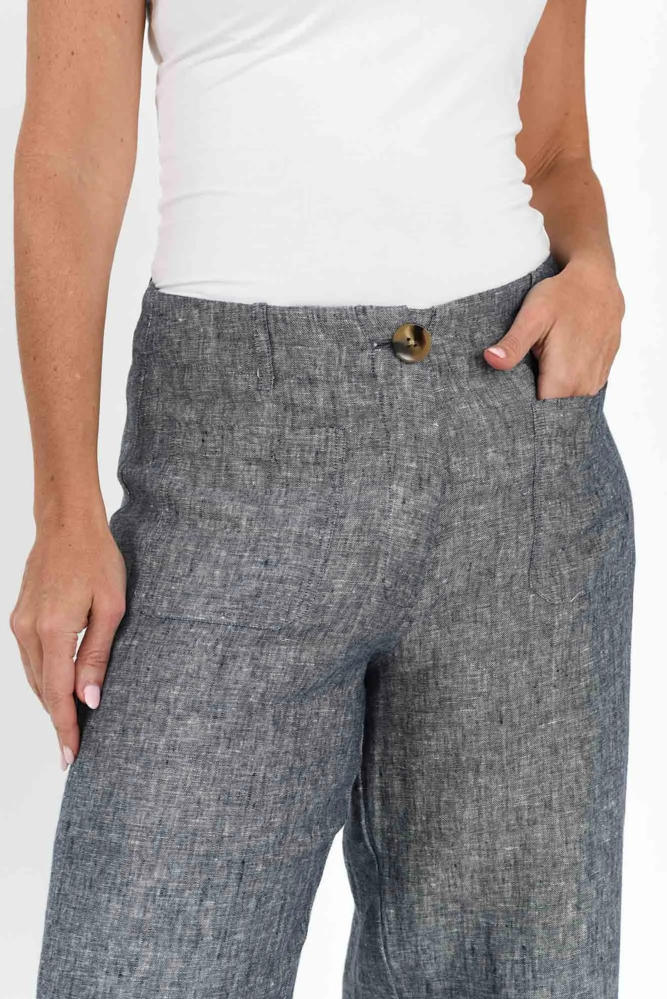 Joss Grey Linen Wide Leg Pants sold by Blue Bungalow product image thumbnail 5