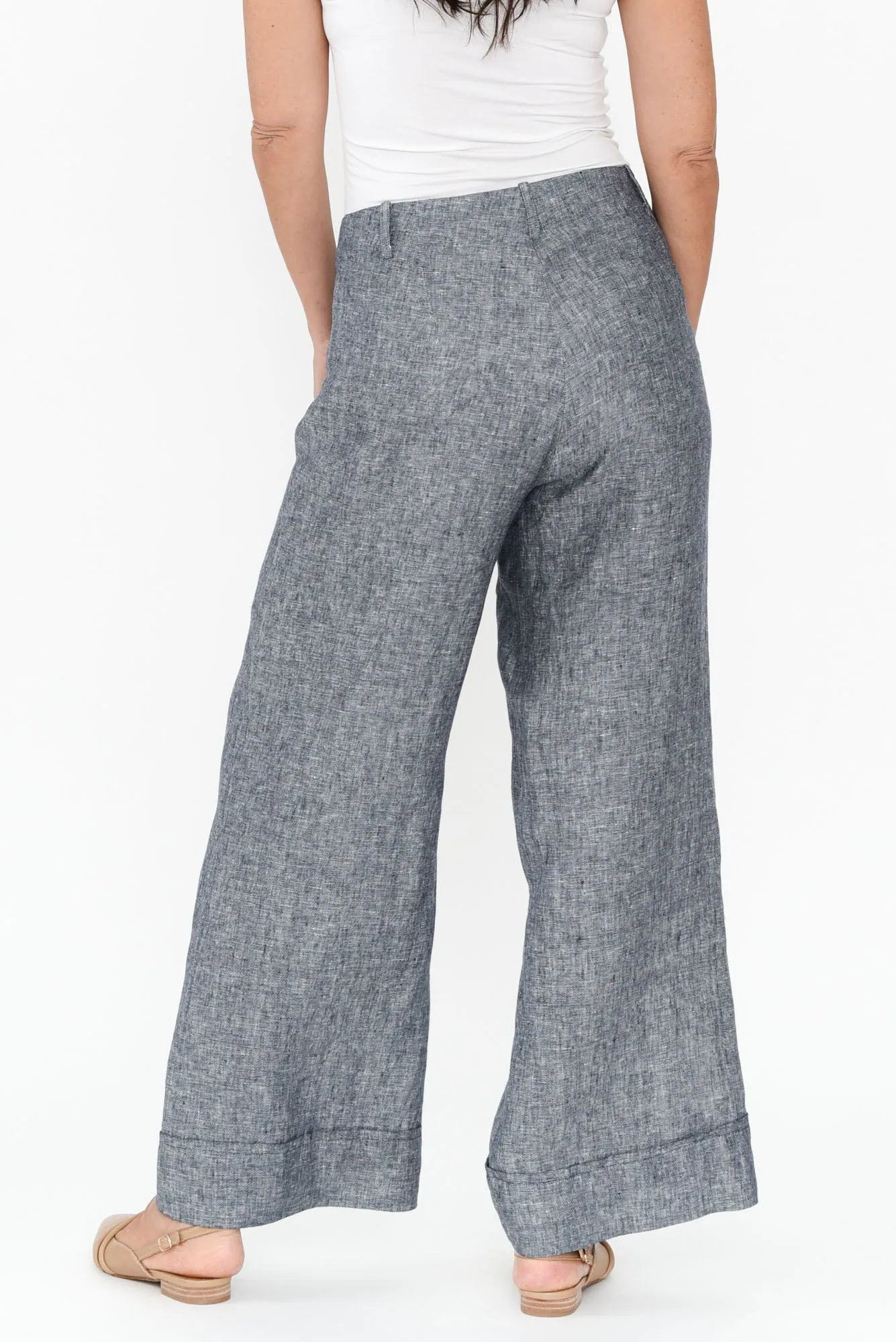 Joss Grey Linen Wide Leg Pants sold by Blue Bungalow product image thumbnail 4