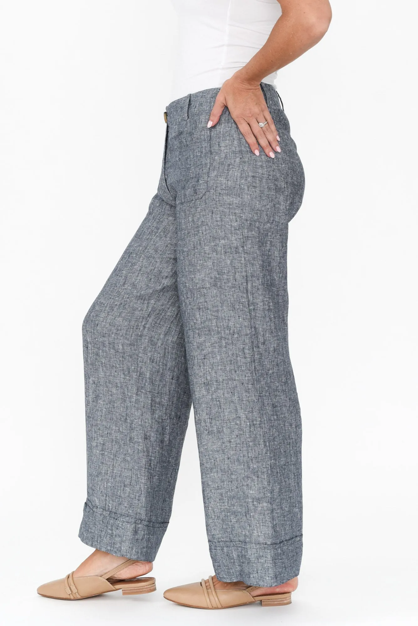 Joss Grey Linen Wide Leg Pants sold by Blue Bungalow product image thumbnail 3