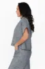 Joss Grey Linen V Neck Top sold by Blue Bungalow