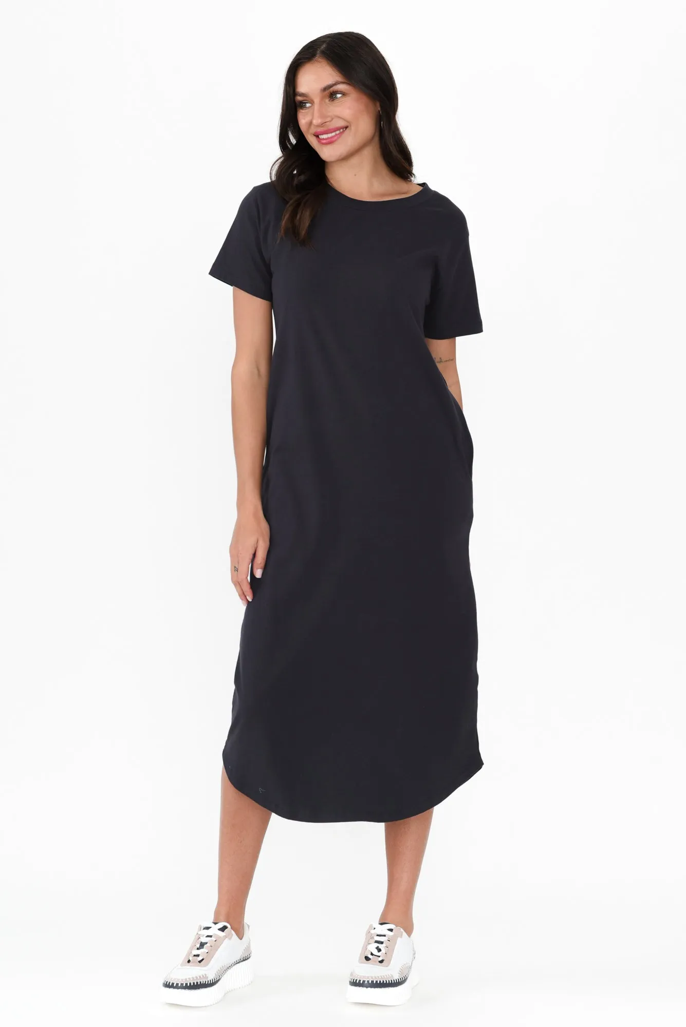 Ottawa Navy Cotton Tee Dress sold by Blue Bungalow