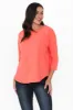 Orleans Coral Cotton 3/4 Sleeve Top sold by Blue Bungalow