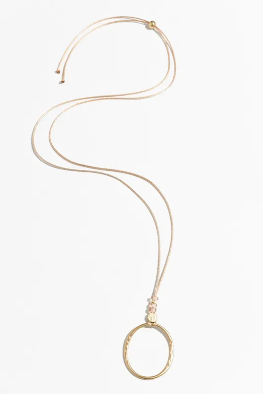 Renita Gold Pink Hoop Pendant Necklace sold by Blue Bungalow