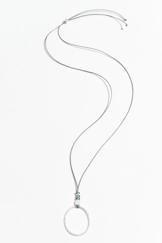Renita Silver Teal Hoop Pendant Necklace sold by Blue Bungalow