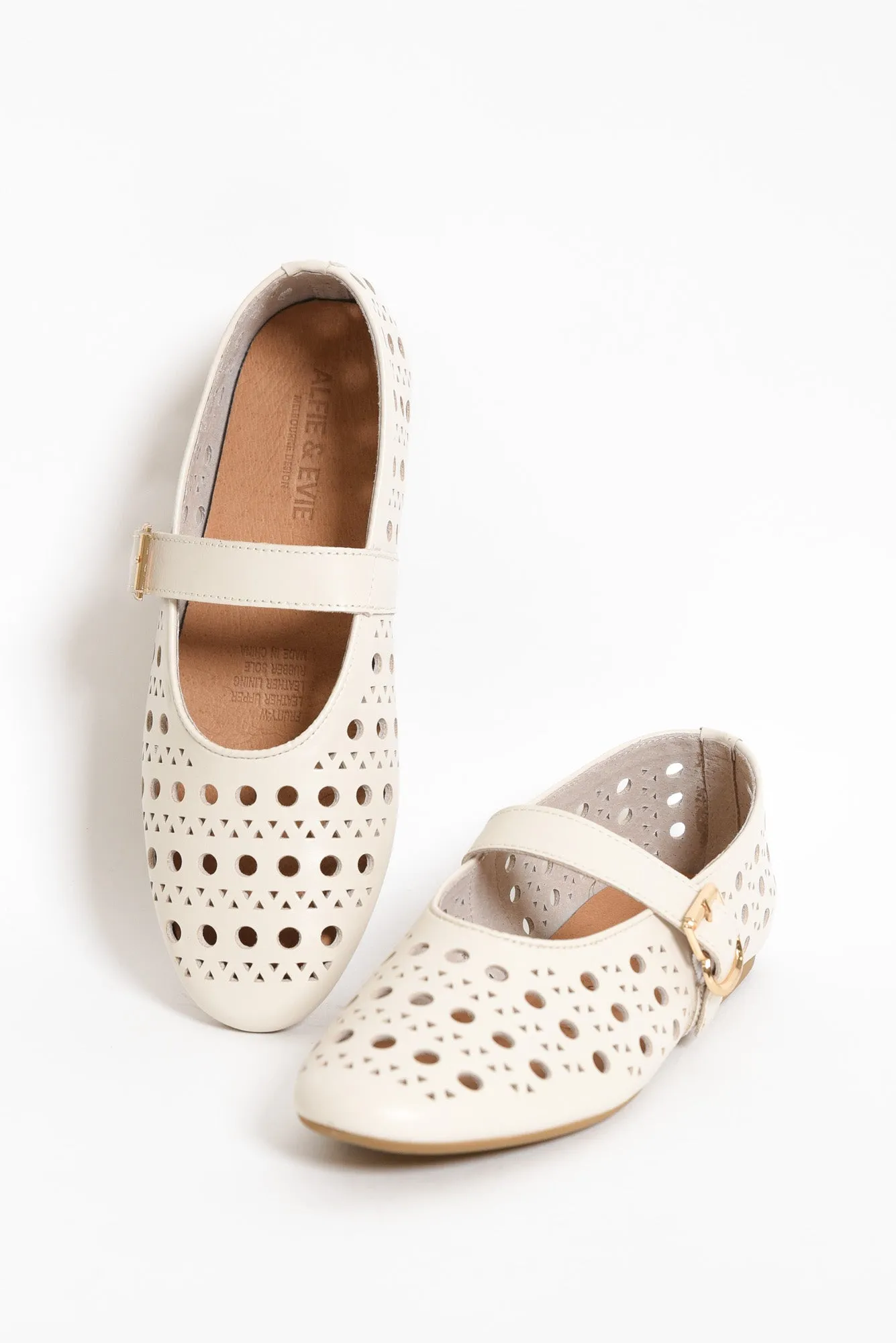 Fruity Cream Leather Ballet Flat sold by Blue Bungalow