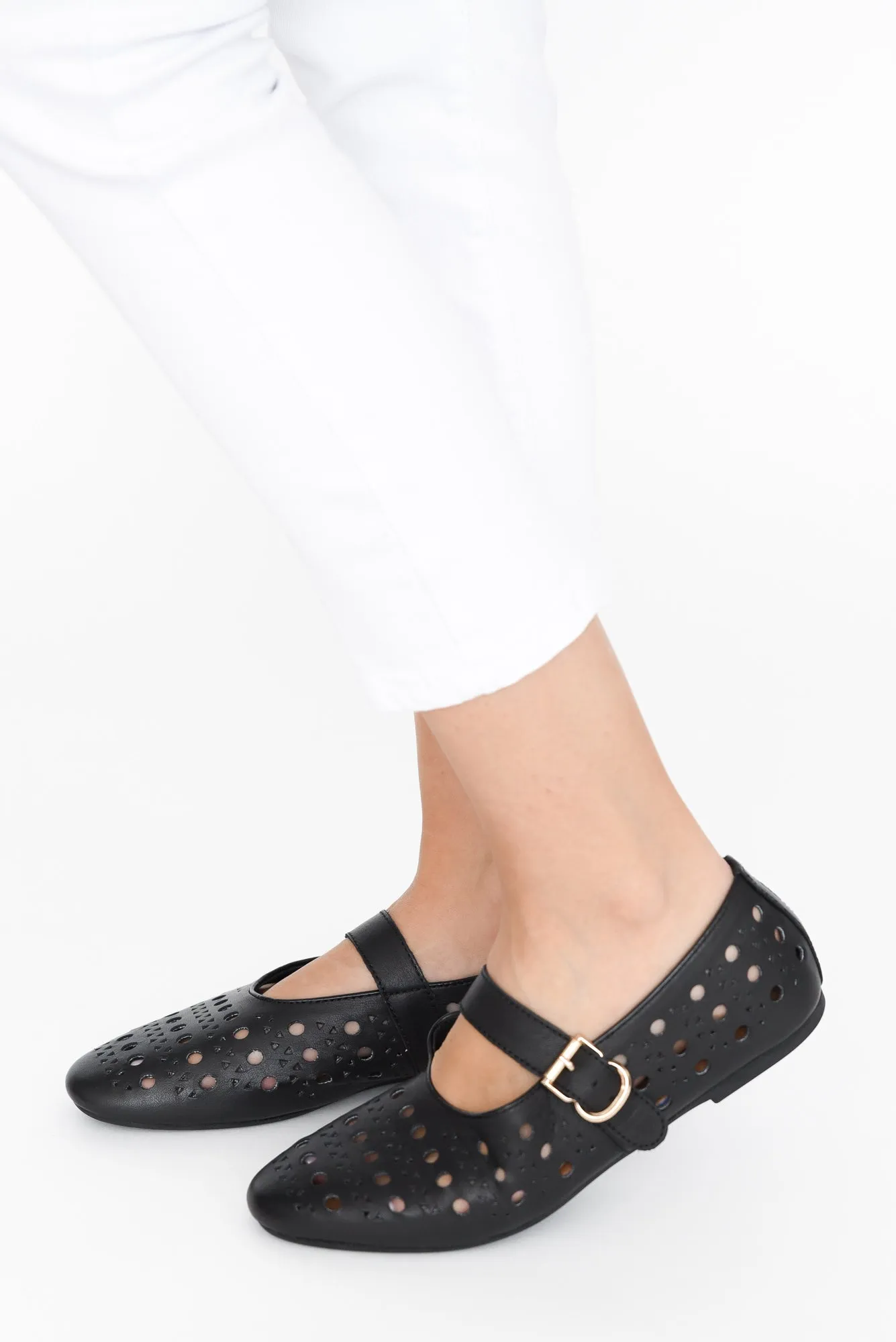 Fruity Black Leather Ballet Flat sold by Blue Bungalow