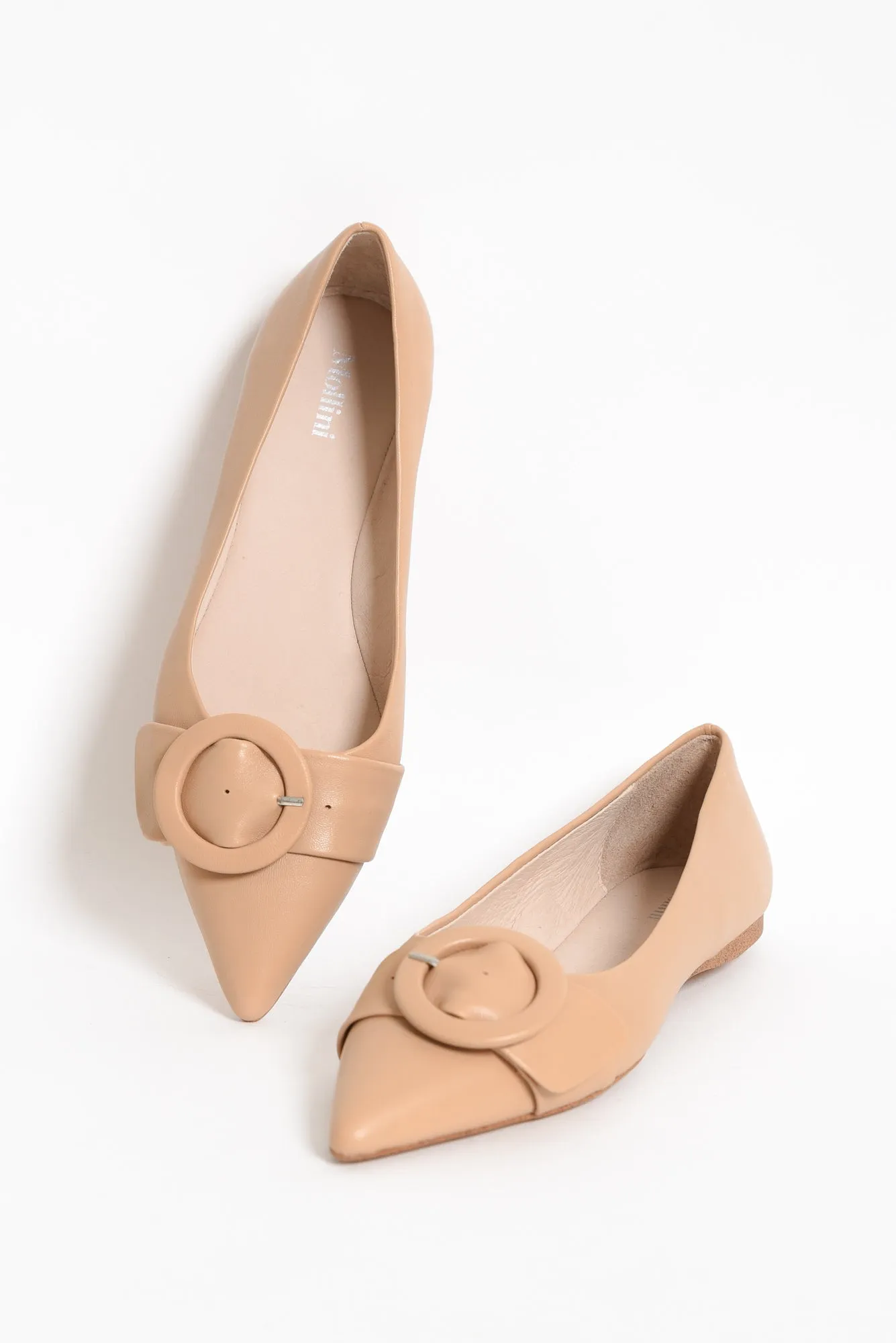 Fiv Nude Leather Buckle Loafer sold by Blue Bungalow