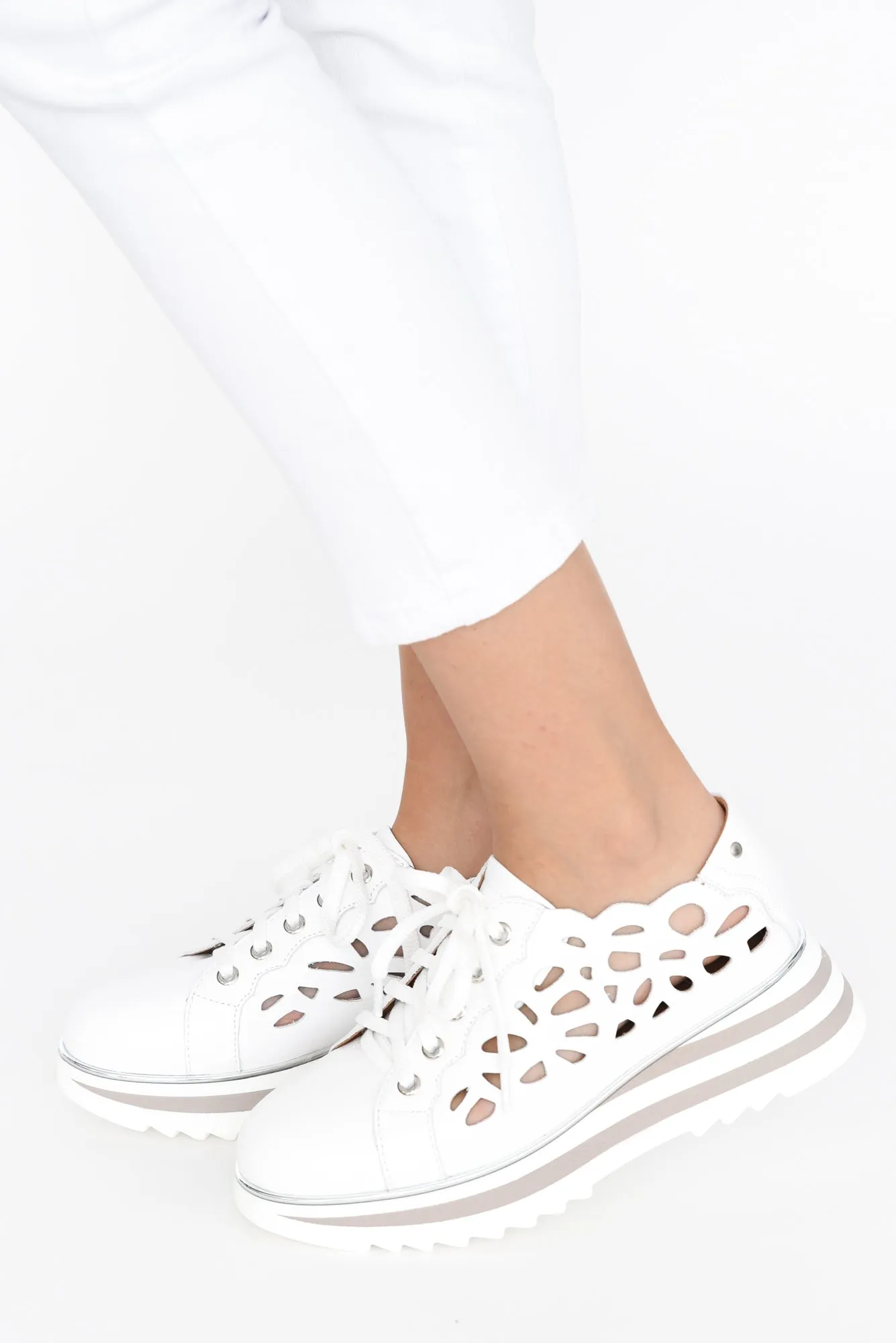 Holiday White Leather Platform Sneaker sold by Blue Bungalow