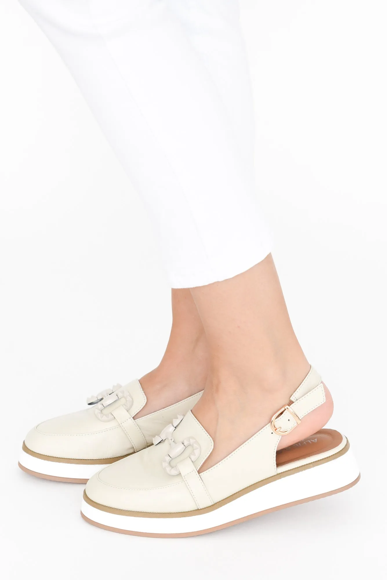 Quantum Cream Leather Slingback Loafer sold by Blue Bungalow product image thumbnail 2