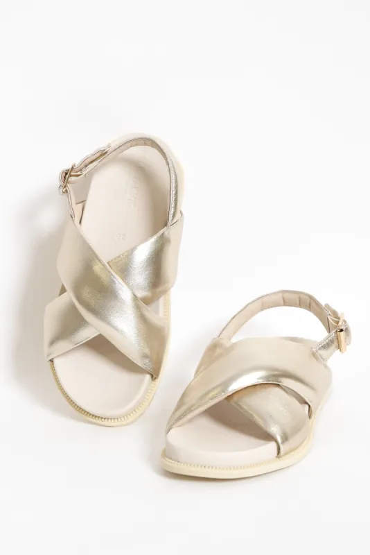 Clifford Gold Leather Crossover Sandal sold by Blue Bungalow