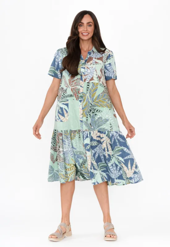 Fitzroy Green Leaf Cotton Collared Dress sold by Blue Bungalow