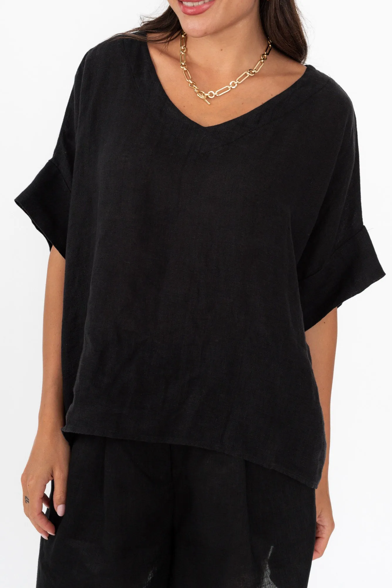 Kiro Black Linen Top sold by Blue Bungalow product image thumbnail 5
