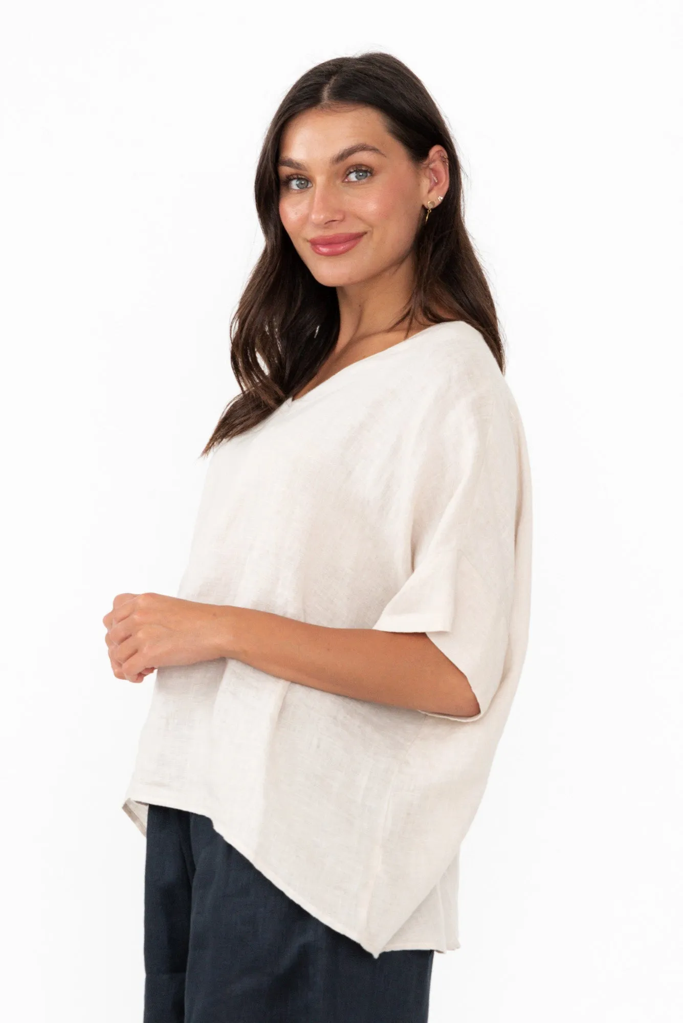 Kiro Beige Linen Top sold by Blue Bungalow product image thumbnail 3
