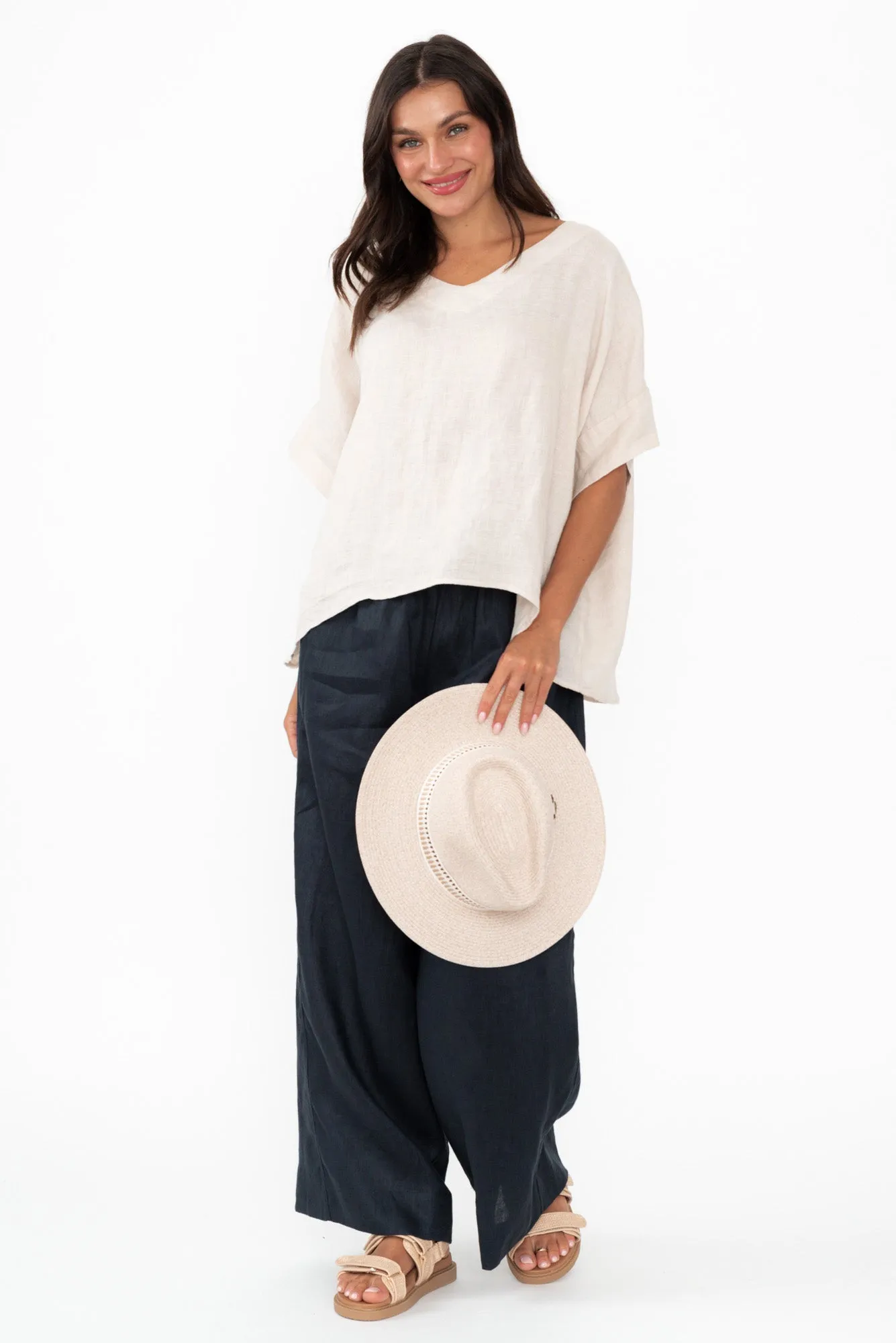 Kiro Beige Linen Top sold by Blue Bungalow product image thumbnail 2