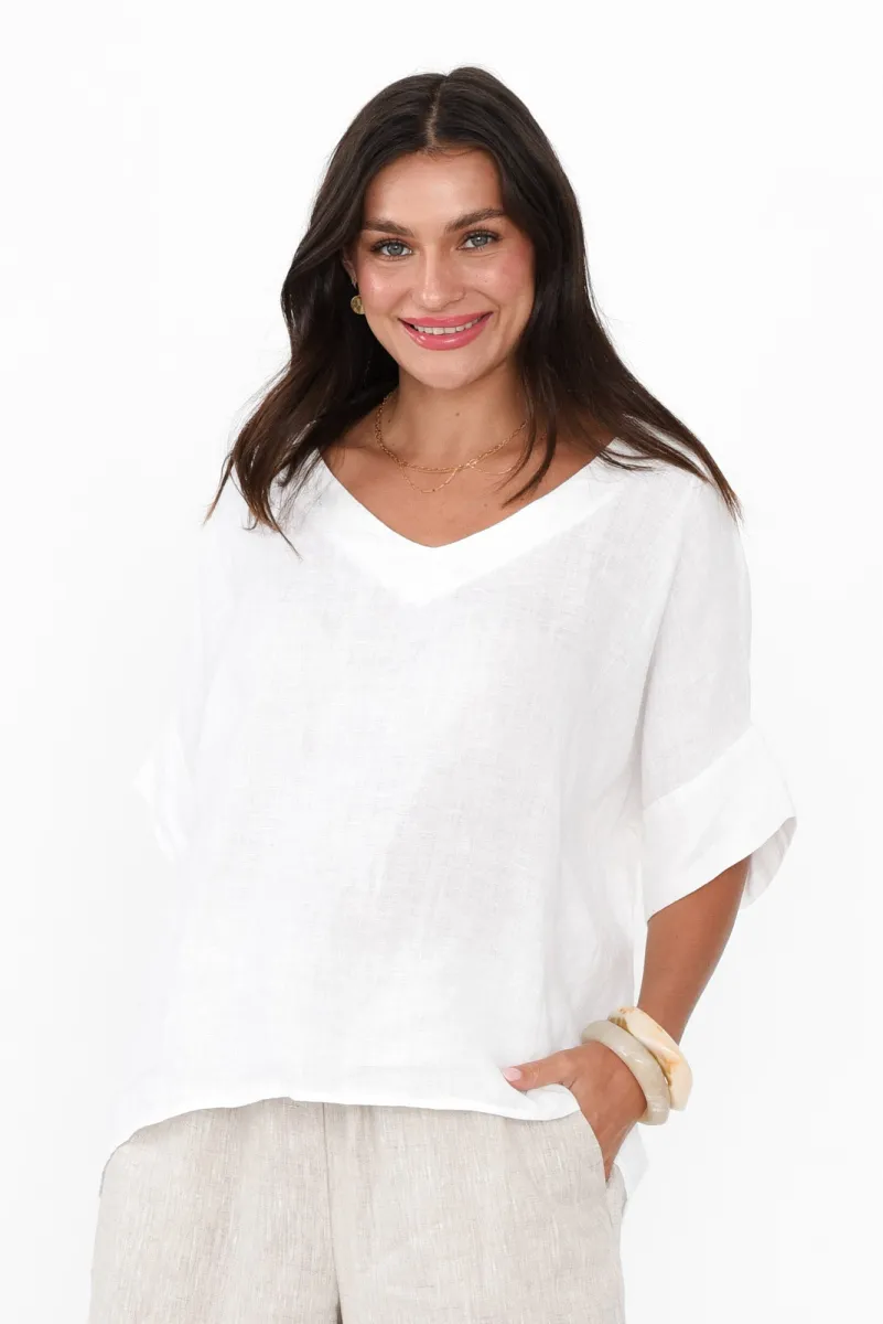 Kiro White Linen Top sold by Blue Bungalow
