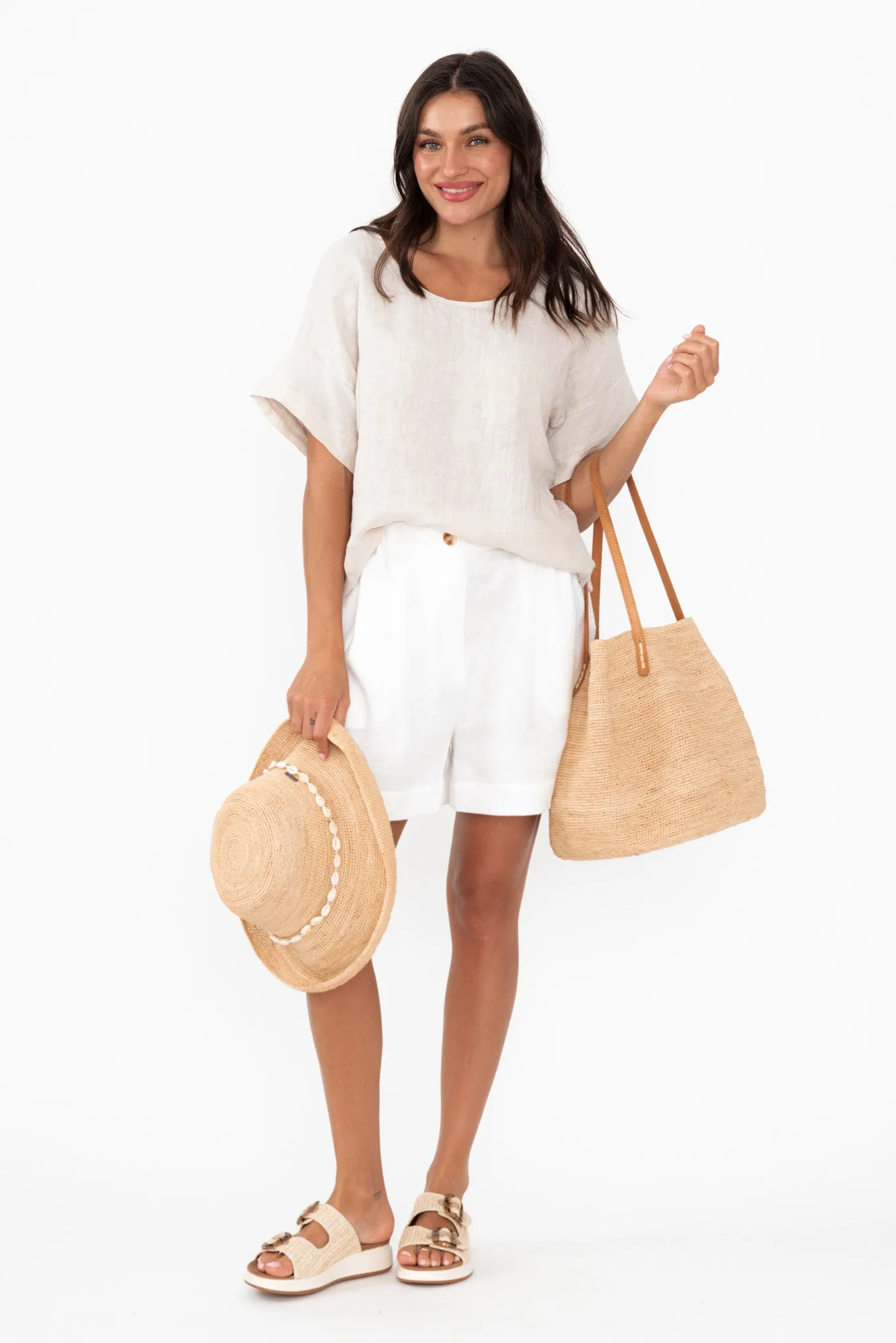 Britannia White Linen Shorts sold by Blue Bungalow product image thumbnail 2