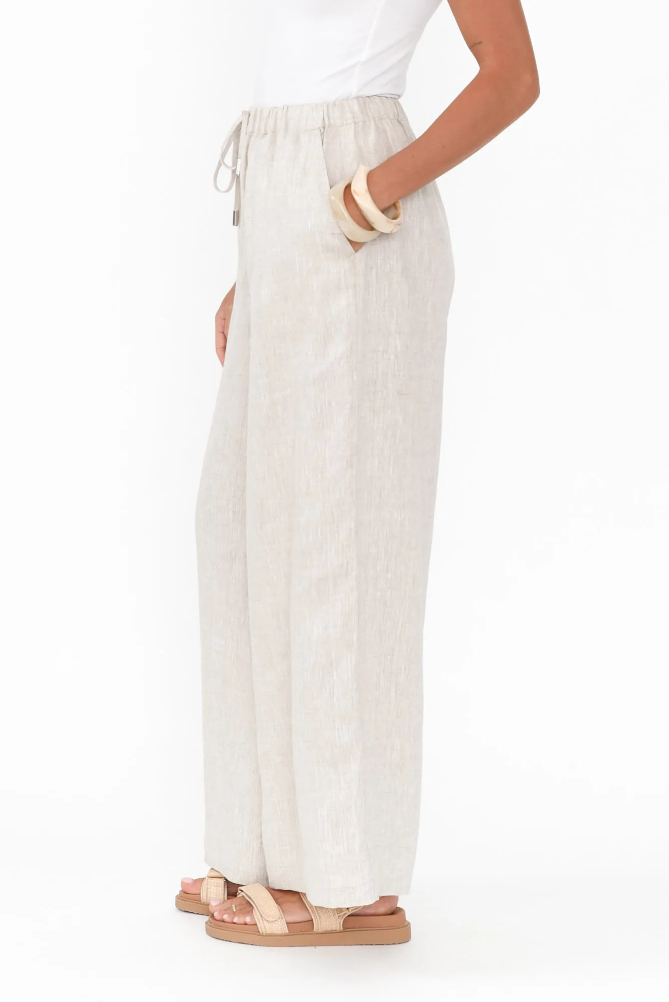 Jimmie Natural Linen Tie Pants sold by Blue Bungalow product image thumbnail 3