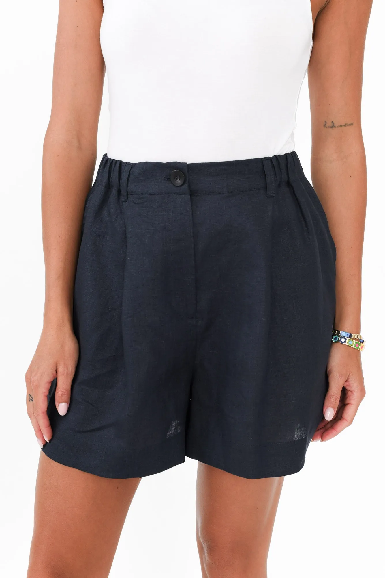 Britannia Navy Linen Shorts sold by Blue Bungalow product image thumbnail 5