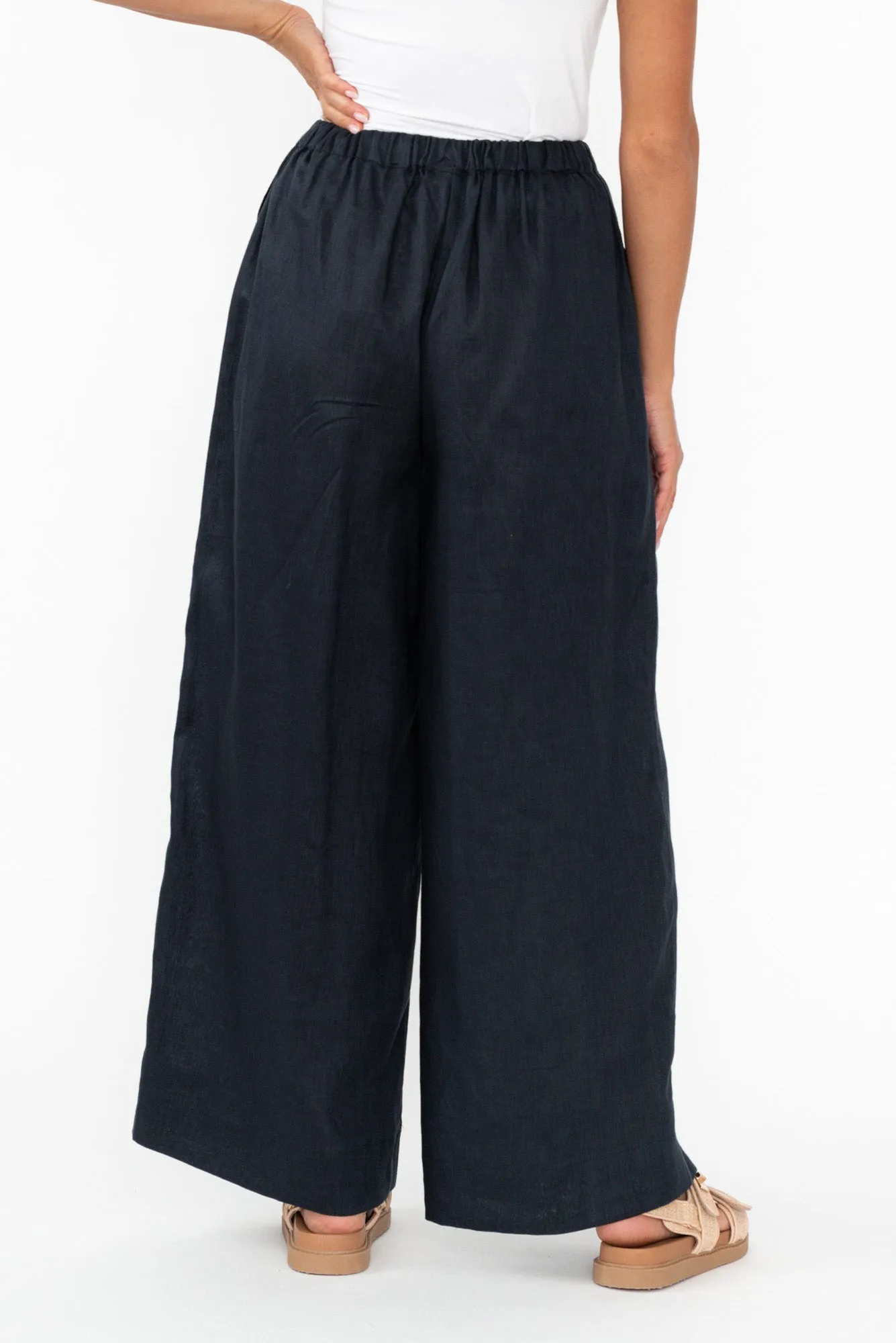 Jimmie Navy Linen Tie Pants sold by Blue Bungalow product image thumbnail 4