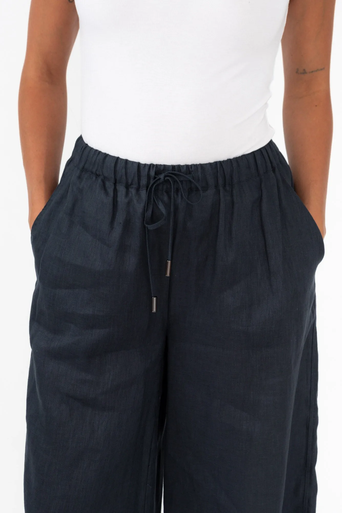 Jimmie Navy Linen Tie Pants sold by Blue Bungalow product image thumbnail 5