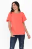 Calgary Coral Cotton Flutter Sleeve Top sold by Blue Bungalow